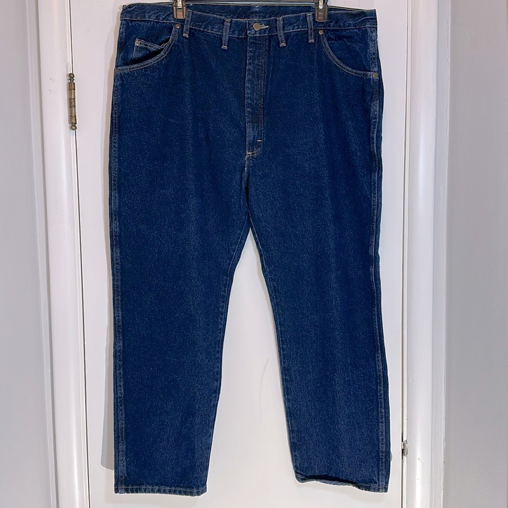 Wrangler Rugged Wear Cotton Stretch Flex Denim Blue Jeans 48x30 - Picture 3 of 11